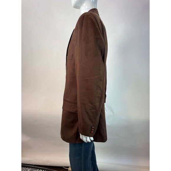 Ralph Lauren Brown Blazer 48R Mens Single Breasted Microfiber Made In Canada - Picture 12 of 13